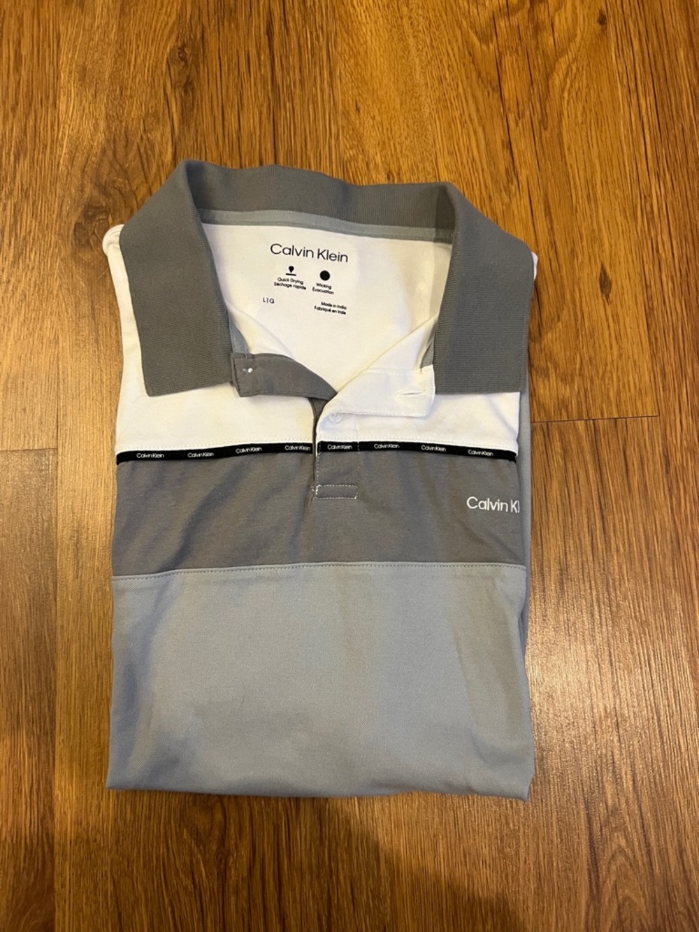 Calvin Klein Men's Gray & White Panel Polo